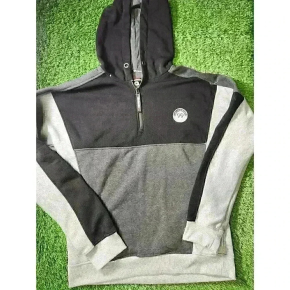 Akademiks Hoodie Mens Large Grey Black Jeanius Zip Sweatshirt Y2K - Picture 1 of 8